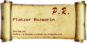 Platzer Rozmarin névjegykártya